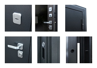 Дверь входная Модерн с зеркалом, антик серебро/венге поперечный