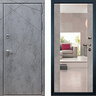 Дверь входная Соната-102 с зеркалом, бетон темный/бетон светлый