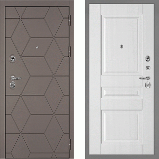 Дверь входная Тетра-181/PR-150, коричнево-серый/сандал белый