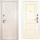 Дверь входная Гера-2/Панель шпон Фрейм-05, металл 1.5 мм, 2 замка KALE, дуб Филадельфия крем/ясень слоновая кость
