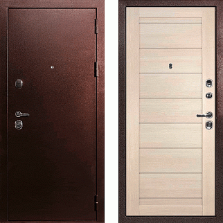 Дверь входная С-3/Панель экошпон Техно-708, металл 1.5 мм, 2 замка, медный антик/капучино