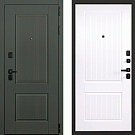 Дверь входная Моно, силк олива/белый