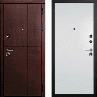Дверь входная С-2/Гладкая панель ПВХ, металл 1.5 мм, 2 замка, орех премиум/агат