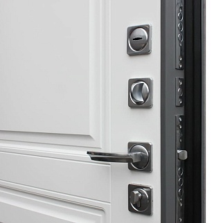 Дверь входная Соло бетон, бетон темный/белый матовый