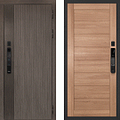 Дверь входная Ривьера/Техно-708 с электронным замком, дымчатый камень/миндаль