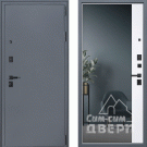 Дверь входная Прораб с зеркалом, букле графит/белый