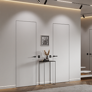 Скрытая дверь под покраску Elen ALU Black REVERS, с черной кромкой, открывание от себя