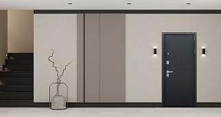 Дверь входная Модерн, антик серебро/акация светлая поперечная