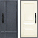 Дверь входная Скандинавия/S-06 с электронным замком, бетон антрацит/эмаль слоновая кость