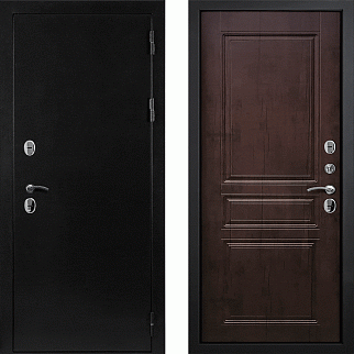 Дверь уличная с терморазрывом Термо-1, металл 1.5 мм, 2 замка, черное серебро/тиковое дерево