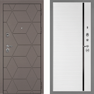 Дверь входная Тетра-181/PR-173, коричнево-серый/белый