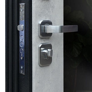 Дверь входная Техно Бетон с зеркалом, букле графит/бетон светлый