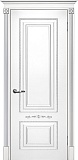 Межкомнатная дверь ДГ Смальта 04 (белый RAL9003, патина серебро)