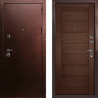 Дверь входная С-3/Панель экошпон Техно-708, металл 1.5 мм, 2 замка, медный антик/венге