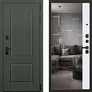 Дверь входная Моно с зеркалом, силк олива/белый