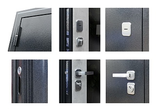 Дверь входная Техно Бетон с зеркалом, букле графит/бетон светлый