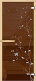 Дверь для сауны Ветка, с рисунком