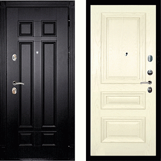 Дверь входная Гера-2/Панель шпон Фрейм-05, металл 1.5 мм, 2 замка KALE, венге/ясень слоновая кость