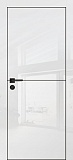 Межкомнатная дверь HGX-19 глянцевая, с черным молдингом, с черной кромкой ALU Black (белый глянец)