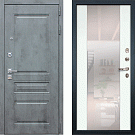 Дверь входная Соната Классик-61 с зеркалом, бетон темный/шагрень белая