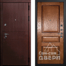 Дверь входная С-2/Панель шпон Фрейм-03, металл 1.5 мм, 2 замка, орех премиум/дуб