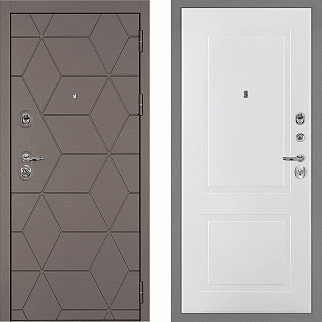Дверь входная Тетра-181/PR-167, коричнево-серый/белый