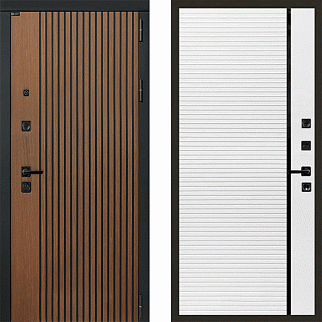 Дверь входная Гранд Антик-114, дуб антик/шагрень белая