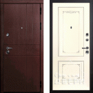 Дверь входная С-2/Панель эмаль Смальта-14, металл 1.5 мм, 2 замка, орех премиум/слоновая кость Ral 1013, патина шампань