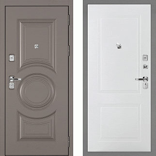 Дверь входная Плаза-177/Панель ПВХ PR-167, металл 1.5 мм, 2 замка KALE, коричнево-серый/белый