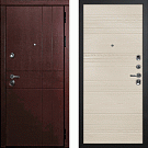 Дверь входная С-2/Панель шпон Комбо-01, металл 1.5 мм, 2 замка, орех премиум/ясень крем