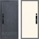 Дверь входная Скандинавия с электронным замком, бетон антрацит/магнолия