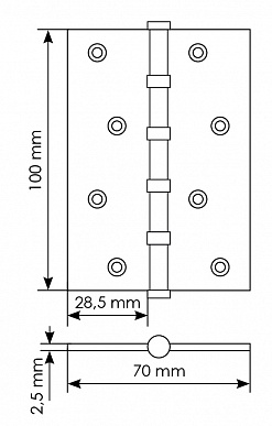 Петля латунная универсальная Morelli MBU 100X70X3-4BB SC (матовый хром)