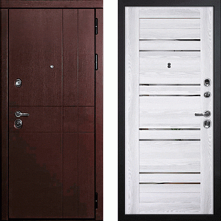 Дверь входная С-2/Панель экошпон PSK-1, метал 1.5 мм, 2 замка, орех премиум/ривьера айс