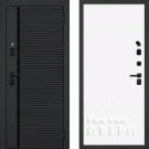 Дверь входная с черной ручкой Галактика-173/Гладкая панель ПВХ, 2 замка, черный/белый