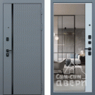 Дверь входная Премьер с зеркалом, ясень графит/лайт софт грей