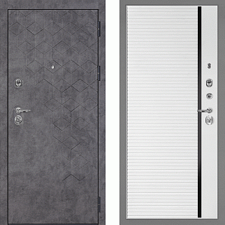 Дверь входная Тетра-126/PR-173, бетон темный/белый