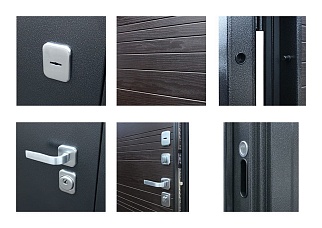 Дверь входная Модерн, антик серебро/венге поперечный