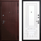 Дверь входная С-2/Панель эмаль Смальта-04, металл 1.5 мм, 2 замка, орех премиум/белый Ral 9003, патина серебро