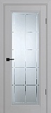 Межкомнатная дверь полотно PSU-35, стекло сатинат с гравировкой (агат)