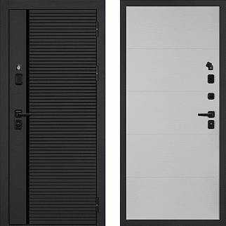 Дверь входная с черной ручкой Галактика-173/Панель PR-35, металл 1.5 мм, 2 замка, черный/агат