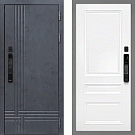 Дверь входная Скандинавия/S-06 с электронным замком, бетон антрацит/эмаль белая