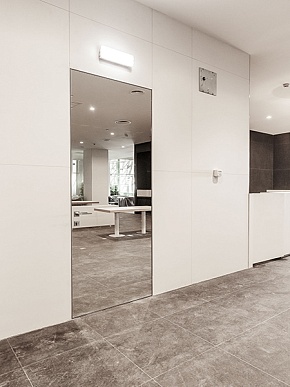 Скрытая дверь с зеркалом Elen ALU, с алюминиевой кромкой, открывание на себя