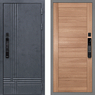 Дверь входная Скандинавия/Техно-708 с электронным замком, бетон антрацит/миндаль