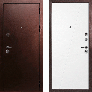 Дверь входная С-3/Панель эмаль Смальта-Лайн 02, металл 1.5 мм, 2 замка, медный антик/белый Ral9003