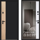 Дверь входная с электронной ручкой-замком Легион с зеркалом, черная шагрень/белый