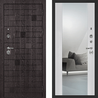 Дверь входная с зеркалом Нона-36/PR-71Z, металл 1.5 мм, 2 замка KALE, горький шоколад/сандал белый
