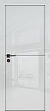 Межкомнатная дверь HGX-19 глянцевая, с черным молдингом, с черной кромкой ALU Black (глянец агат)