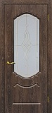 Межкомнатная дверь ДП Сиена-2, стекло сатинат, контурный полимер (дуб корица)