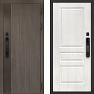 Дверь входная Ривьера/Версаль-2 с электронным замком, дымчатый камень/дуб жемчужный