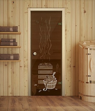 Дверь для сауны Банька, с рисунком